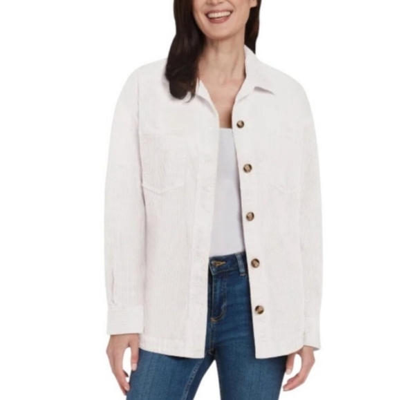 Matty M Corduroy Shirt Jacket Women's Small Cream Button Up Jacket NWT - Picture 15 of 16